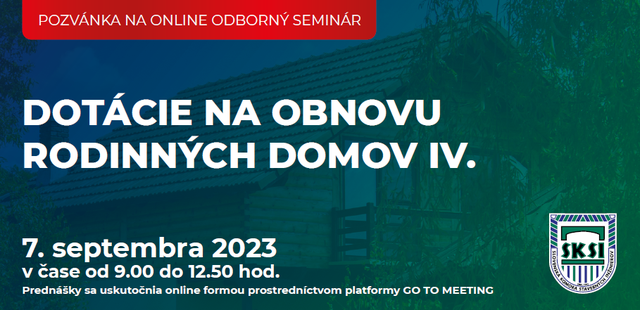 Dotácie na obnovu rodinných domov IV. Odborný online seminár